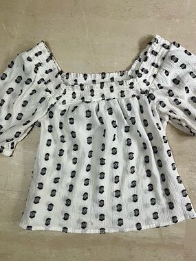 LOFT Gauzy Cotton Peasant Top